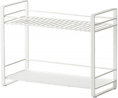 Craftland Wrought Iron 2 Tier Kitchen Organizer Stand Shelf Holder Storage Rack For Spices Jars Utensils Dishes Plates