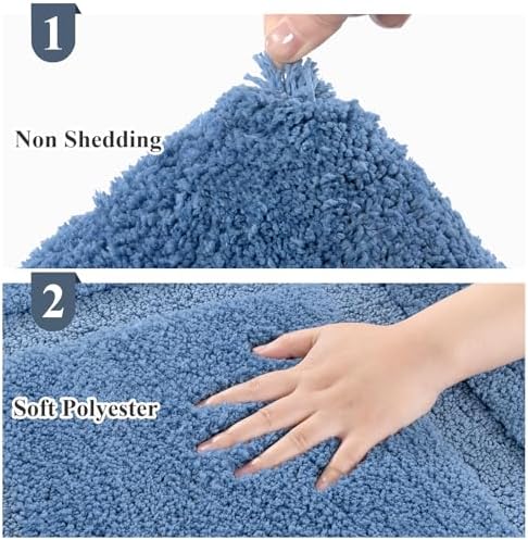 SHACOS Soft Microfiber Blue Bathroom Rugs Sets 2 Pieces 32x20 inch