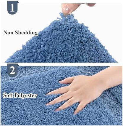 SHACOS Soft Microfiber Bathroom Rugs Set of 2 Pieces, Blue