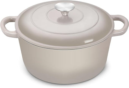 TeamFar Dutch Oven, 6QT Enameled Cast Iron Dutch Oven Cooking Pot with Lid & Dual Handles, for Bread Baking Braising Stewing, Heavy Duty & Non Stick, Oven & All Stovetops Safe - Khaki