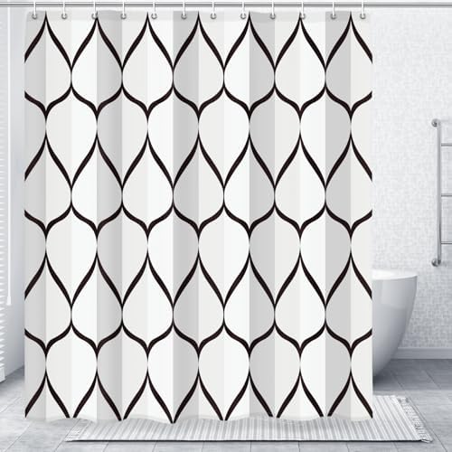 Gelbchu Geometric Shower Curtain for Bathroom, White Black, 72x72 Inch