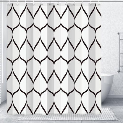 Gelbchu Geometric Shower Curtain for Bathroom, White Black, 72x72 Inch