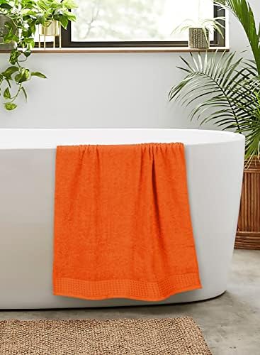 GLAMBURG 100% Cotton 2 Pack Oversized Bath Towel Set 28x55 Inches, Ultra Soft Highly Absorbant Compact Quickdry & Lightweight Large Bath Towels, Ideal for Gym Travel Camp Pool - Orange