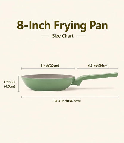 USELUCK Non Stick Frying Pan Skillet,Egg Pan,Omelet Pan,PFOA Free,8 Inch Ceramic frying pan,Induction with all cooktops,non-slip grip.Green
