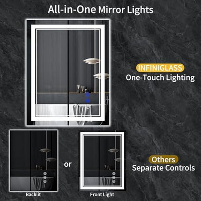 32"x24" LED Bathroom Mirror with Lights,Anti-Fog,3 Color Modes