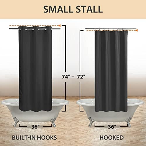 River Dream No Hook Stall Shower Curtain or Liner Microfiber Black, 36x74