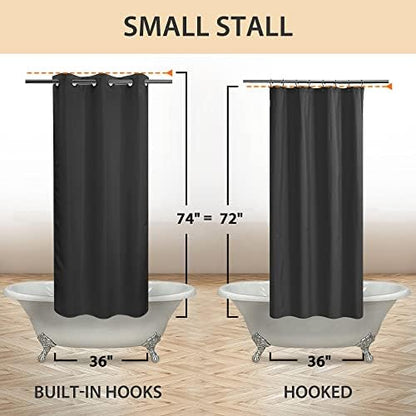 River Dream No Hook Stall Shower Curtain or Liner Microfiber Black, 36x74