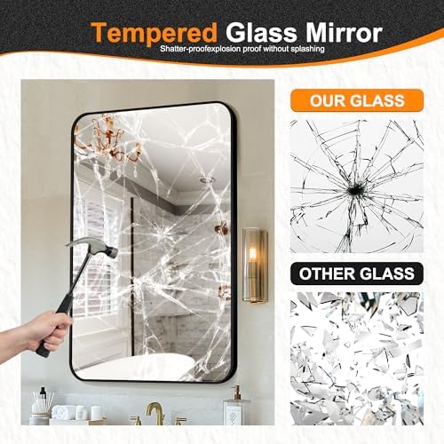 Delma Bathroom Vanity Mirror, Black Framed Mirror for Over Sink, 40x28
