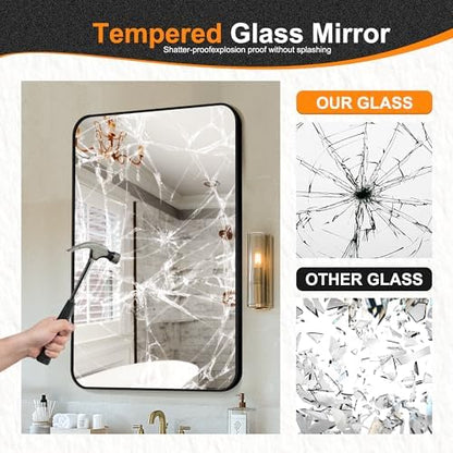 Delma Bathroom Vanity Mirror, Black Framed Mirror for Over Sink, 40x28