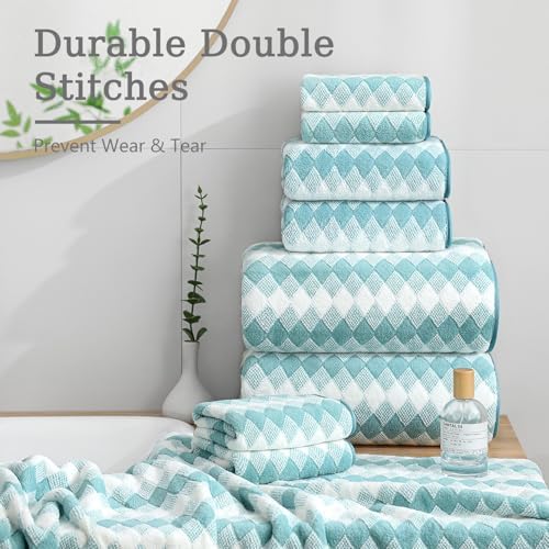 4 Piece Bath Towel Set Oversized Bath Sheet 35"x70" Bathroom Towel Extra Large Towel Set Soft Highly Absorbent & Quick Dry Premium Bath Sheet for Bathroom 600GSM Shower Towel Spa Gym Hotel,Aqua
