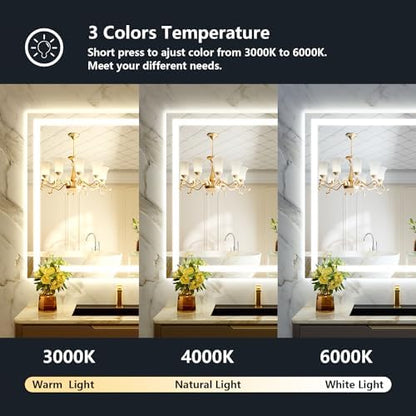 40x36 LED Bathroom Mirror with Lights, Lighted Vanity Mirror