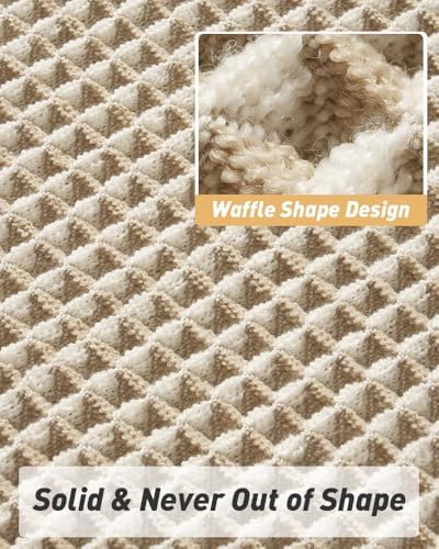 Upgraded Waffle Bath Mat Set of 2 Absorbent Bathroom Mat 18"x30" + 24"x48"