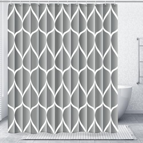 Gelbchu Geometric Shower Curtain for Bathroom, Light Gray, 72x72 Inch