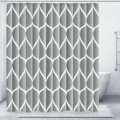 Gelbchu Geometric Shower Curtain for Bathroom, Light Gray, 72x72 Inch