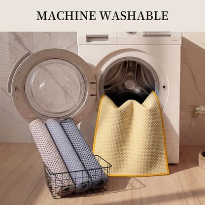YIHOUSE Yellow Bathroom Rugs Sets 5 Pieces,Thin Bath Mat Quick Dry