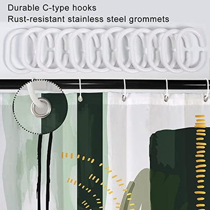 Mid Century Green Shower Curtain for Bathroom 72x78 Inch
