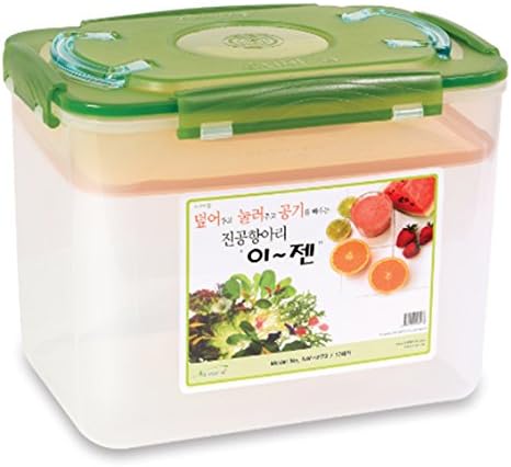 e-jen Premium Kimchi, Sauerkraut Container Probiotic Fermentation with Inner Vacuum Lid (Earthenware Green, 4.4 gal/ 17L)
