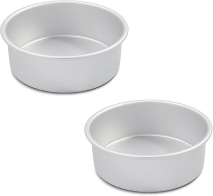 7 x 3 Inch Round Cake Pans Set of 2, Aluminum Round Cake Tin, Baking Cake Pan for Wedding, Party, Family Occasions, Chocolate, Bread. (Round, 7×3 Round Cake Pan, Set of 2)