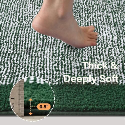 36x24 Bathroom Rugs Non Slip Washable, Soft Absorbent Bath Mat Dark Green