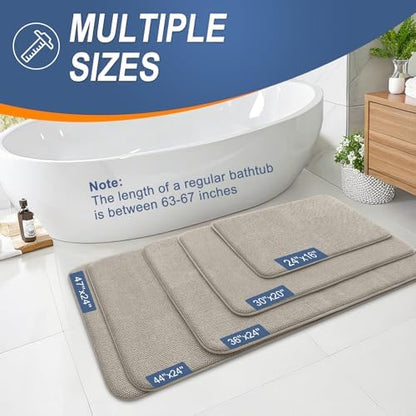 OLANLY Memory Foam Bathroom Runner Rugs 70x24, Long Bath Mats, Warm Taupe
