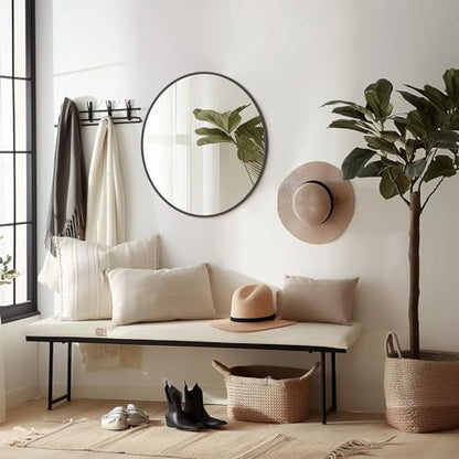 WallBeyond Round Wall Mirror 20 inch Black Circle Mirror for Bathroom with Metal Framed, Round Black Mirror for Wall Decor, Vanity, Entryway Living Room