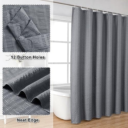 Aiyufeng Moga Grey Shower Curtain 84 Inches Long, 3D Embossed Textured Fabric Shower Curtain for Bathroom - Soft Cloth & Hotel Spa Luxury, Machine Washable, 72X84, Grey