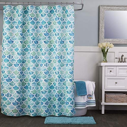 SKL Home Ocean Watercolor Bath Towel, Coastal Embroidery, White