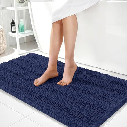 OLANLY Bathroom Runner Rugs 44x24, Chenille Bath Rugs, Twilight Sapphire