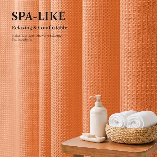 Dynamene Stall Waffle Shower Curtain 256GSM Heavy Fabric 54x78 Burnt Orange