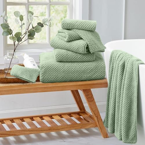 Hand Towels Set 2 Pack-16“x31”,Ultra Soft Microfibers Bathroom Towel Set Highly Absorbent Quick Dry Luxury Premium Towel Lightweight Durable Hand Towel Collection for Hotel Spa Gym Kitchen,Green