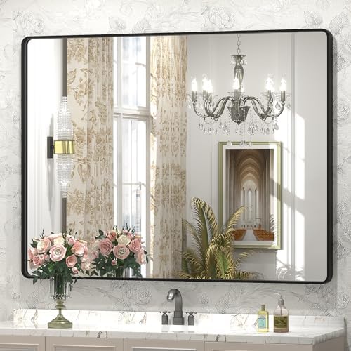 44x36 Inch Black Metal Framed Bathrrom Mirror for Wall