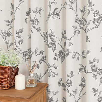MitoVilla Extra Long Cotton Floral Shower Curtain for Bathroom,72 x 90