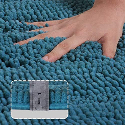 Turquoize Bathroom Rug Set, 2 Piece Soft Absorbent Chenille Bath Rug Set
