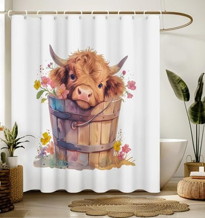 Bathroom Shower Curtain Cute Cortinas para Baño 72 x 72, Cow