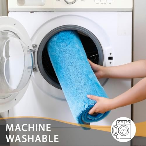 MINIDEAR Bathroom Rugs 36x24 Lake Blue - Thick Memory Foam Bath Mat, Ultra Soft & Plush Fluffy, Non-Slip, Quick Dry, Absorbent Washable Floor Microfiber Mat for Tub, Home Decor Accessories