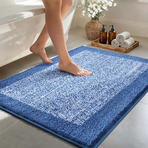 48x32 Large Bathroom Rugs Non Slip Washable, Soft Absorbent Bath Mat Blue