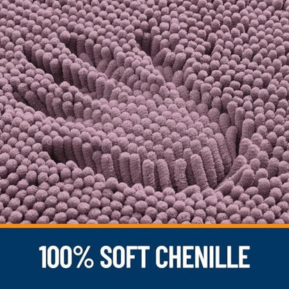 OLANLY Chenille Bathroom Rugs Mats Sets 2 Piece, 30"x20"+24"x16", Deep Plum