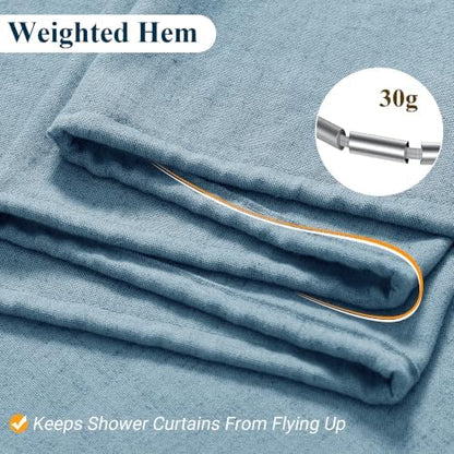 Naturoom Linen Shower Curtain 48x72 Inch for Bathroom Blue 1 Panel
