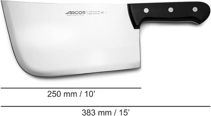 Arcos Cleaver Knife Butcher Knife - Nitrum Stainless Steel Blade 10" - Polyoxymethylene Handle (POM) in Black Color (7'') - Series Universal - Black Color