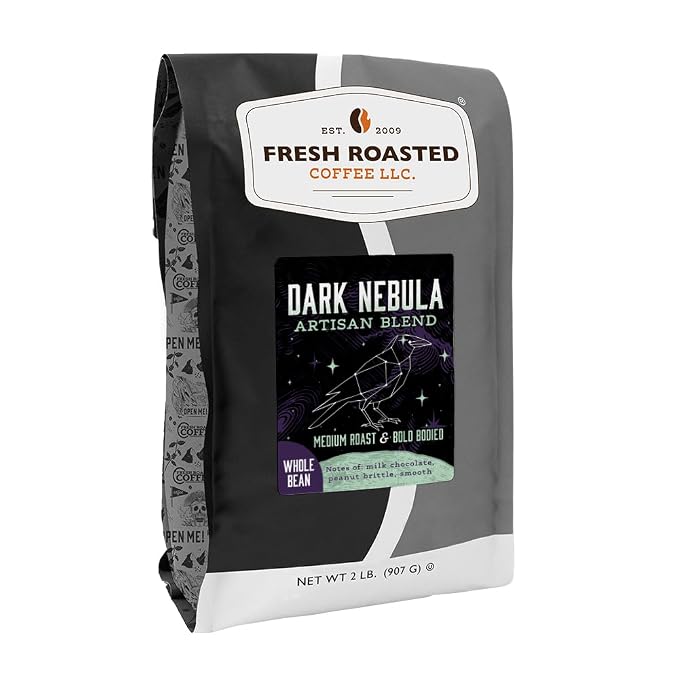 Fresh Roasted Coffee, Dark Nebula Whole Bean Coffee, Medium Roast, Kosher, 2 lb (32 oz)
