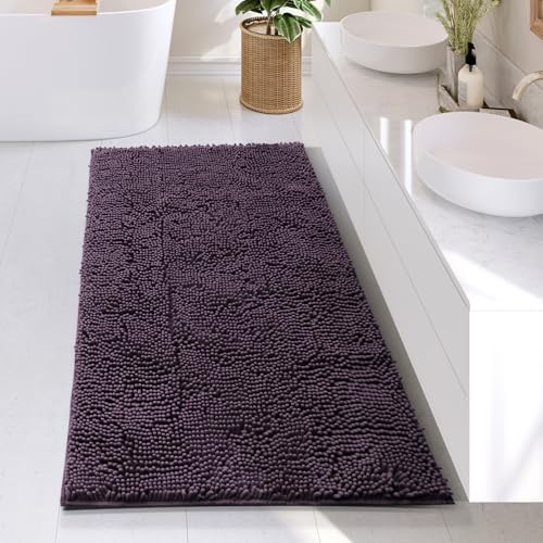 Hearth & Harbor Bathroom Rugs, Chenille Bath Mat - Machine Washable Bath Mats for Bathroom Non-Slip Backing Rubber, Quick Dry Bathroom Mat