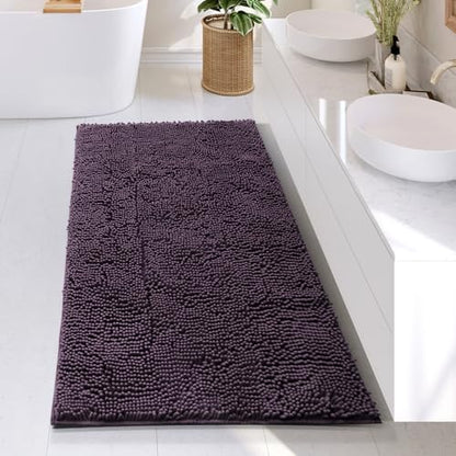 Hearth & Harbor Bathroom Rugs, Chenille Bath Mat - Machine Washable Bath Mats for Bathroom Non-Slip Backing Rubber, Quick Dry Bathroom Mat