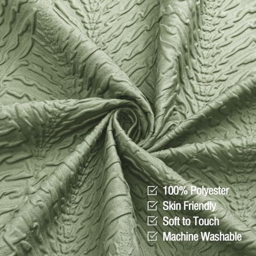 Gibelle 72x78 Long Shower Curtain, Ombre Sage Green 3D Embossed Half Bath Curtain