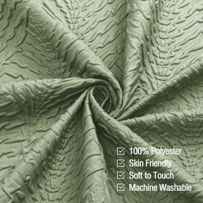 Gibelle 36x72 Small Stall Shower Curtain, Ombre Sage Green Embossed Half Bath Curtain