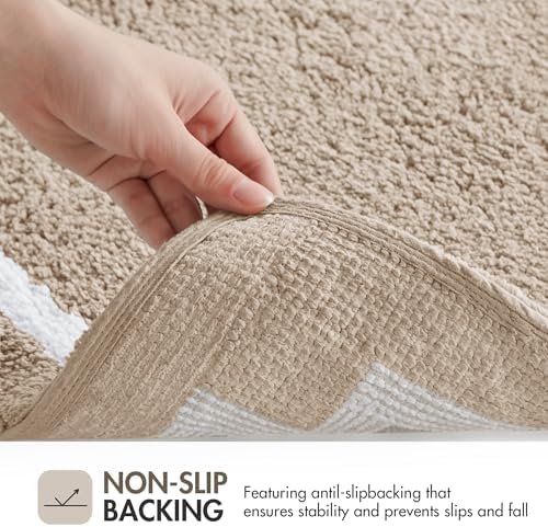 Madison Park Evan 100% Cotton Bath Rug Plush Absorbent, 24" x 40", Taupe