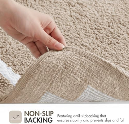 Madison Park Evan 100% Cotton Bath Rug Plush Absorbent, 24" x 40", Taupe