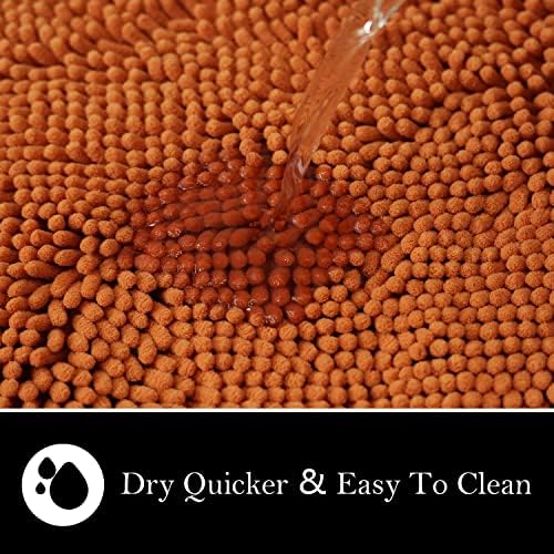 Bathroom Rugs Chenille Bath mat 2 Piece Set, Super Absorbent, Strong PVC Non Slip Backing, Bath mats for Bathroom, Plush Shaggy, Thick, Machine Washable, Bathtub, Toilet.(Champagne)