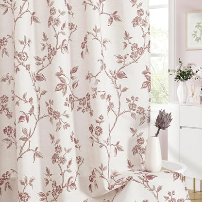 MitoVilla Pink Cotton Floral Shower Curtain for Bathroom, 72 x 72