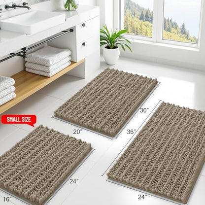 Smiry Bathroom Rugs 44X24, Extra Soft Rubber Backing Chenille Bath Mats