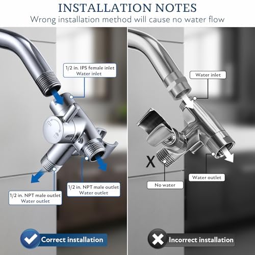 G-Promise Solid Metal Shower Head Diverter with Holder 3-Way